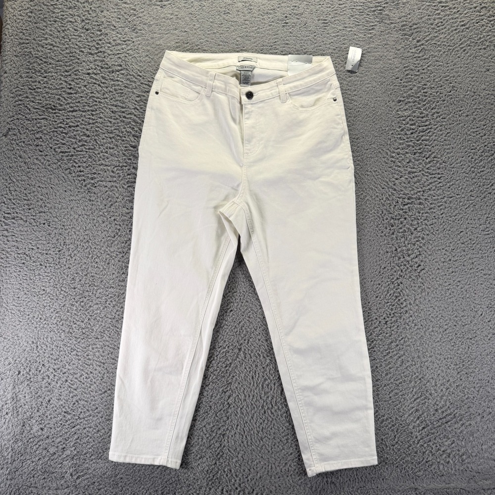 Catherines Jeans Womens 0X White Cotton Denim Jegging Slim Fit Workwear Stretch